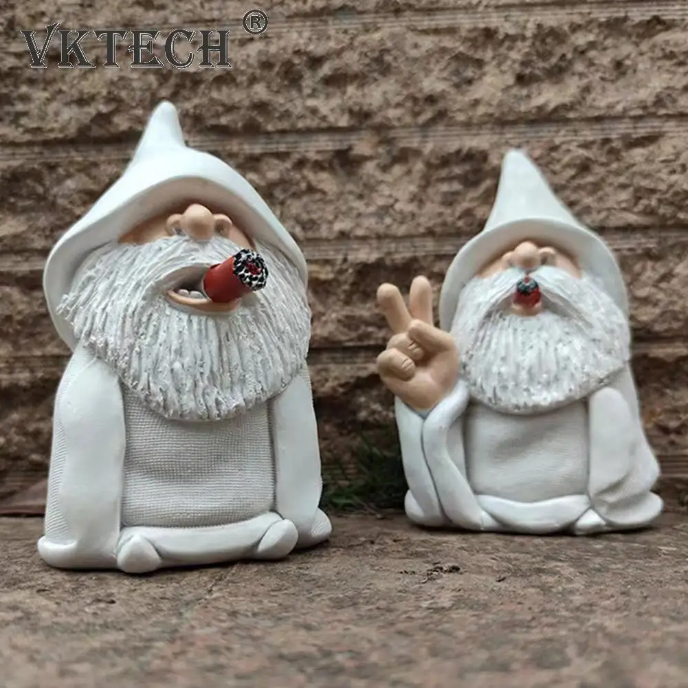 Забавные курительные карликовые садовые скульптуры украшения волшебник