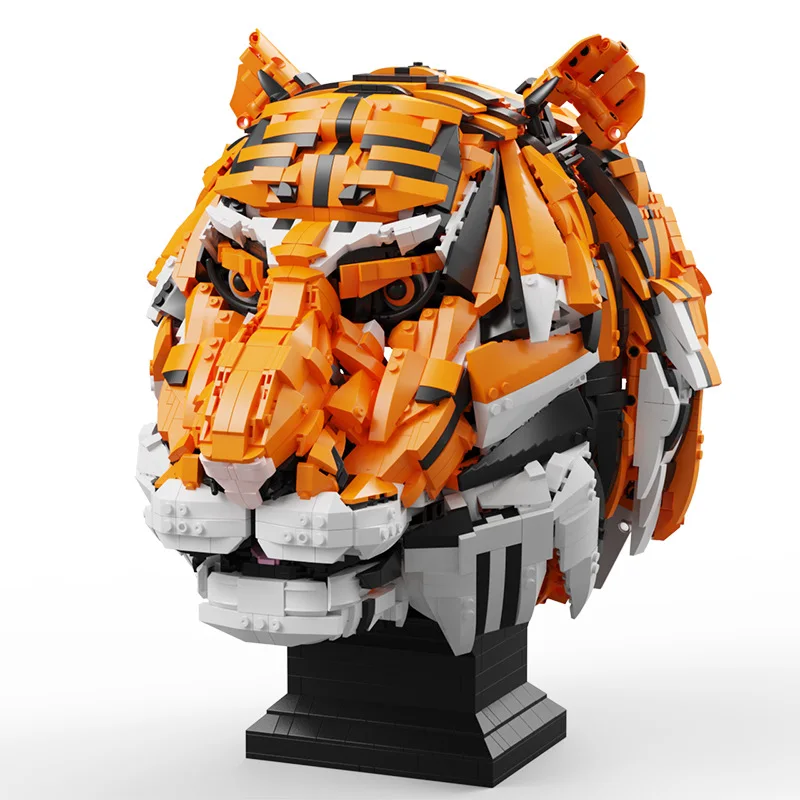 

3000PCS Tiger Head of The King of The Forest Animal Zodiac Signs Building Blocks Moc Bricks Model Classic Hobby Collection Toys