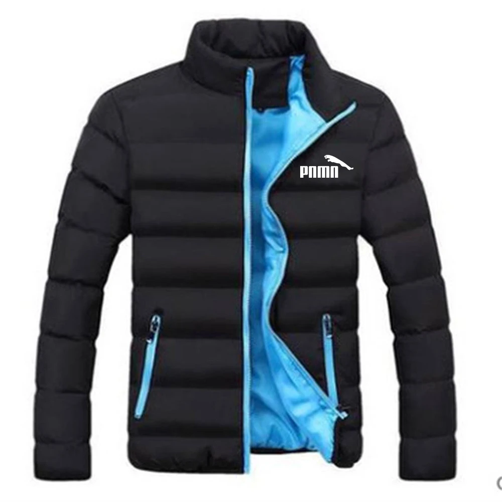 2022 novos homens parka outono inverno casaco sólido gola zíper fecho bolsos casual puffer quente jaqueta streetwear