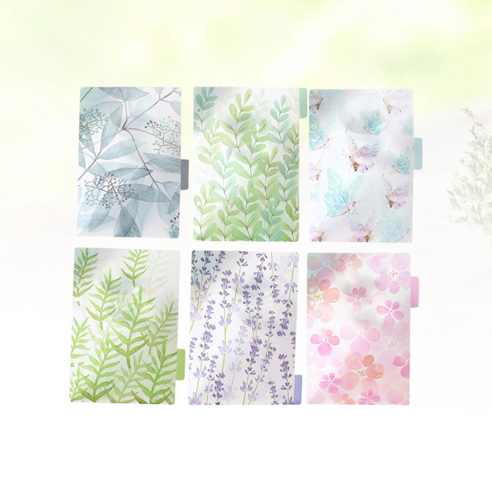 

6 Pcs A6 Colorful Six-hole Index Page Classified Lables Transparent Plastic Tab Dividers (Forest Tales Series)