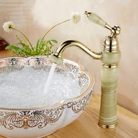 Bathroom Basin Faucets jade Gold Washbasin Tall Taps Faucet Vanity Vessel Sink Mixer Cold And Hot Water Bathroom Basin Tap mixer