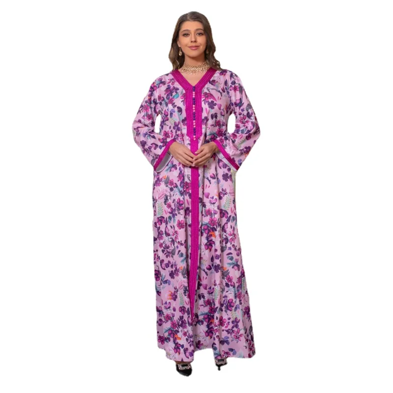 Luxury Print Muslim Hijab Dress for Women Ramadan Jalabiya Marocain Clothes Eid Arabic Abaya Islamic Kaftan Robe Turkey Dresses