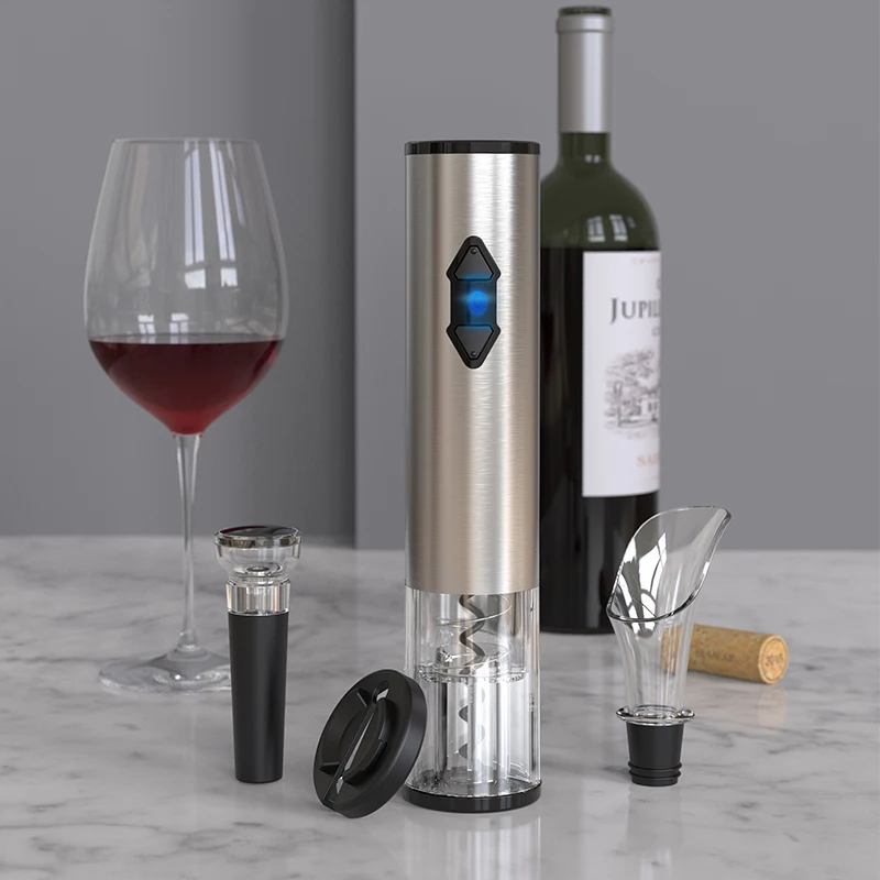 

Electric Wine Bottle Opener Set with Foil Cutter Automatic One-button Touch Red Wine Corkscrew Battery Opener Set Kitchen Tool