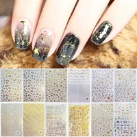 6 sheets metallic self adhesive nail stickers for women 3d metallic star moon leaf line nail design stickers decals
