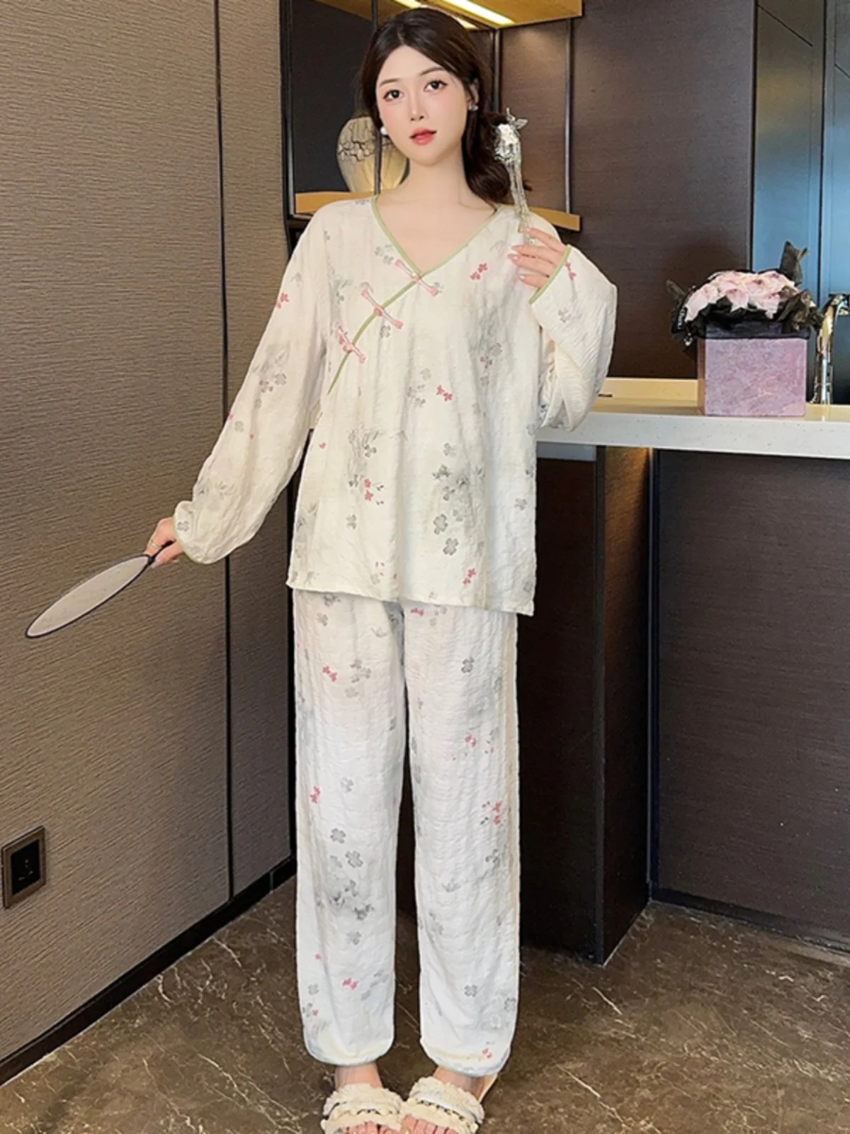 Новые китайские пижамы Sle женские весенне-осенние жаккардовые Cloud Cotton 2024 новый