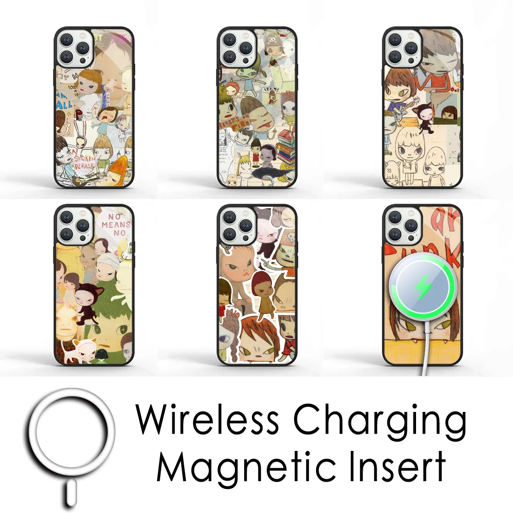 Мультяшный чехол Yoshitomo Nara для телефона IPhone 11 12 13 14 15 Plus Pro Max зеркальный акриловый