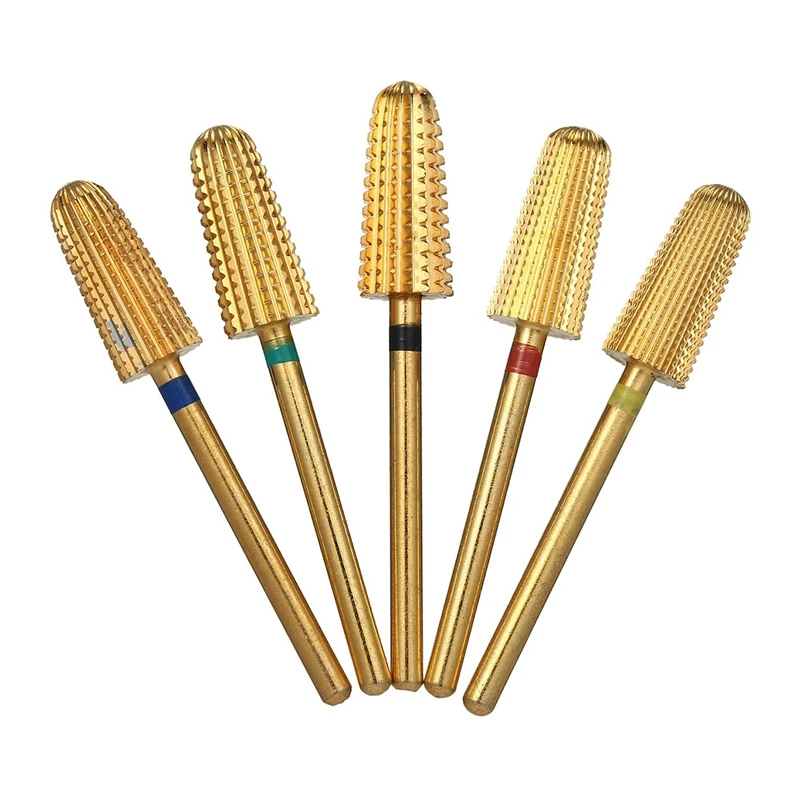 

5Pcs Drill Bits Set Tungsten Steel Grinding Head Tapered Drill Bit For Gel Cuticle Quick Polish Remover Exfoliating