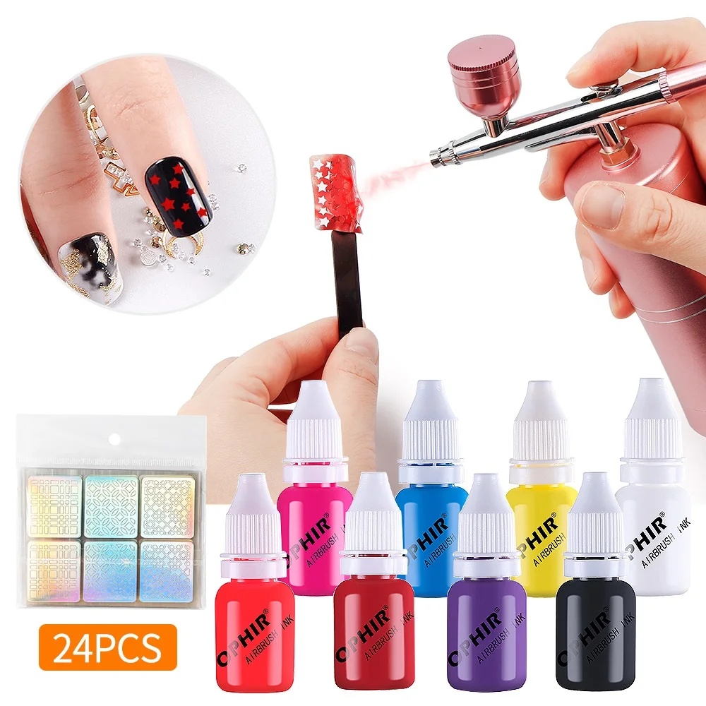 

10ML 8 Colors Nail Ink For Airbrush Sprayer Nail Polish Art Painting Use Pigment Inks Airbrushing Kit Manicure Tool