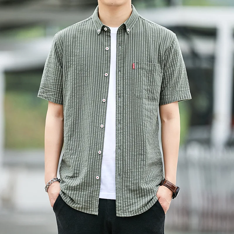

Autumn Fashion Men's Shirts Loose Cotton Linen Solid Long Sleeve Stand Collar Button Retro Shirt For Male Blouse Sexy Tops