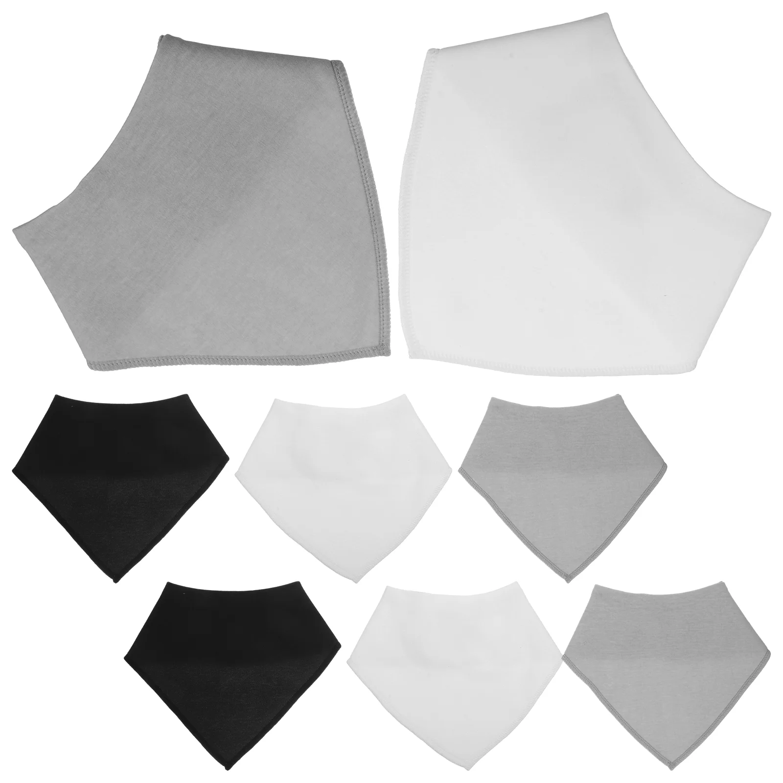 

8pcs Bandana Drool Bibs Cotton Absorbent for Boys Saliva Towel Triangle Scarf White+ Grey+ Black