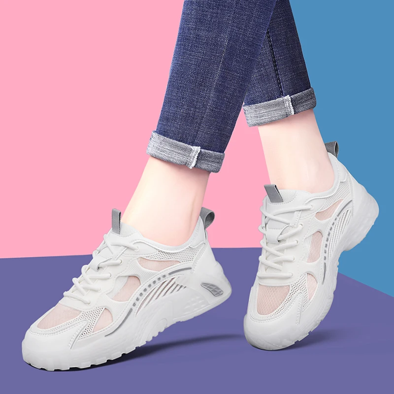 

Fashion Women's Shoes Mesh Breathable Work Outdoor Running Women Luxury Casual Shoes Trekking Footwear Sneaker Sports Student