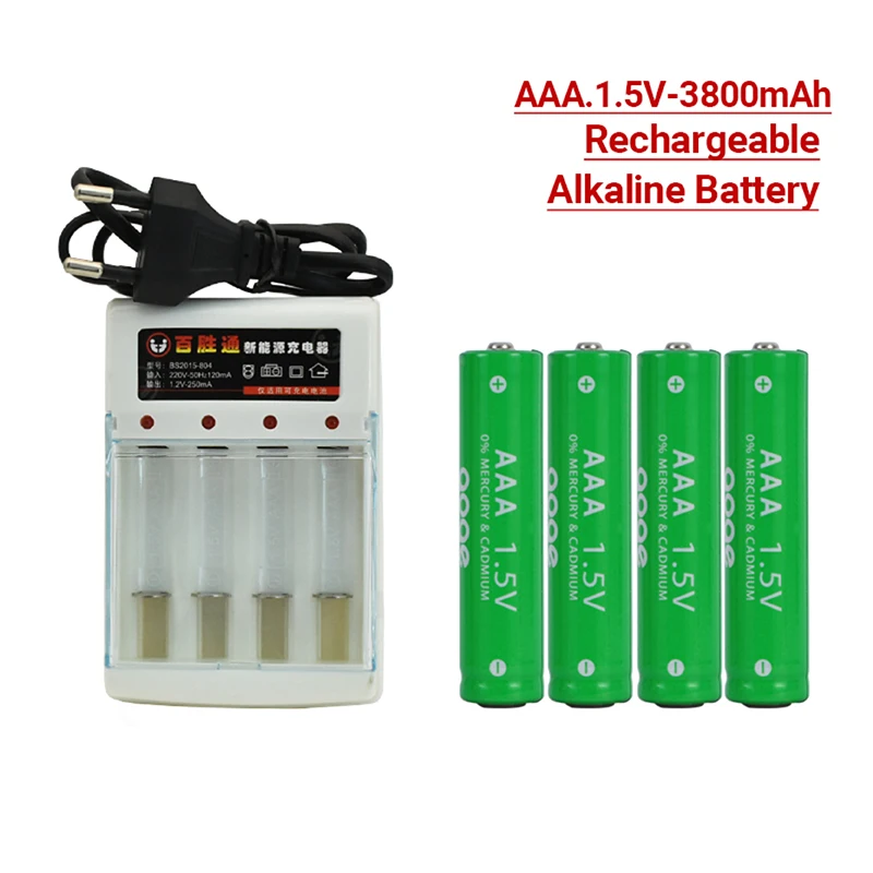 Перезаряжаемая батарея aaa, 1,5 в, 38000 мАч, подходит для дымовой сигнализации и перезаряжаемого аккумулятора aaa, перезаряжаемый аккумулятор с зарядным устройством