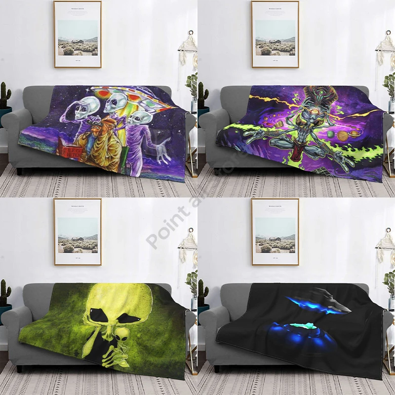 

Alien Multifunctional Thermal Flannel Blanket Bed Sofa Personalized Super Soft Thermal Bedspread