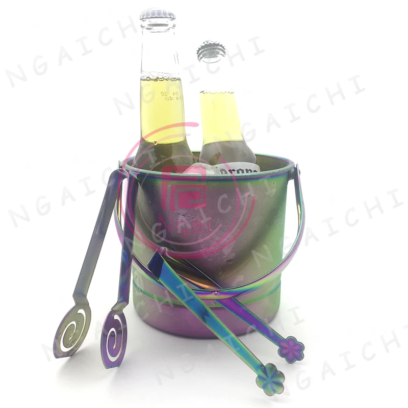 

Ice Bucket Set Stainless Steel Barrel Ware Ice Buckets Tray With Tongs Colorful Barware Set Whiskey Beer Barrel Container 1set