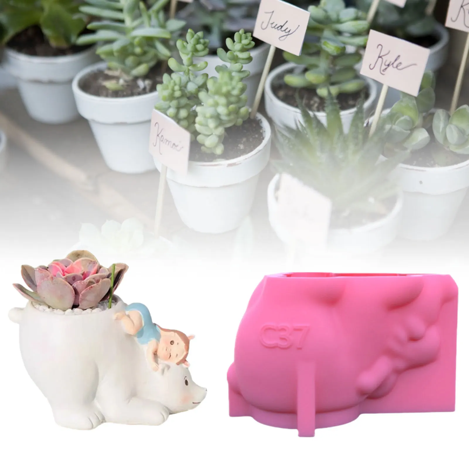 

Cartoon Animal Silicone Mold3D DIY Soap Molds For Succulent Plant Pot Pen Holder With Cute Bear/Elephant/Whale Shape Non-Stick