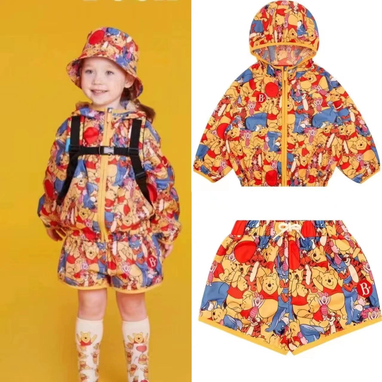 

2023 New ins boys and girls' cartoon sweater trousers cotton suit