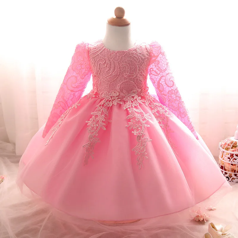 

2022 Lolita Three Quarter Baby Girl Dress Evening Party Bow Ball Gown Princess Dress Birthday Party Dress Kids Clothes L8812XZ