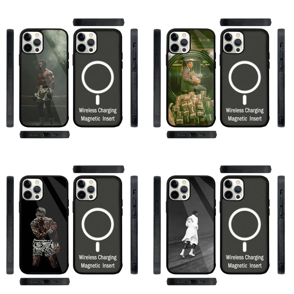 M-Muhammad Ali Phone Case Strong Magnetic For IPhone 16 15 14 13 Pro Max Plus 11 12 Mini Magsafe Wireless Charging