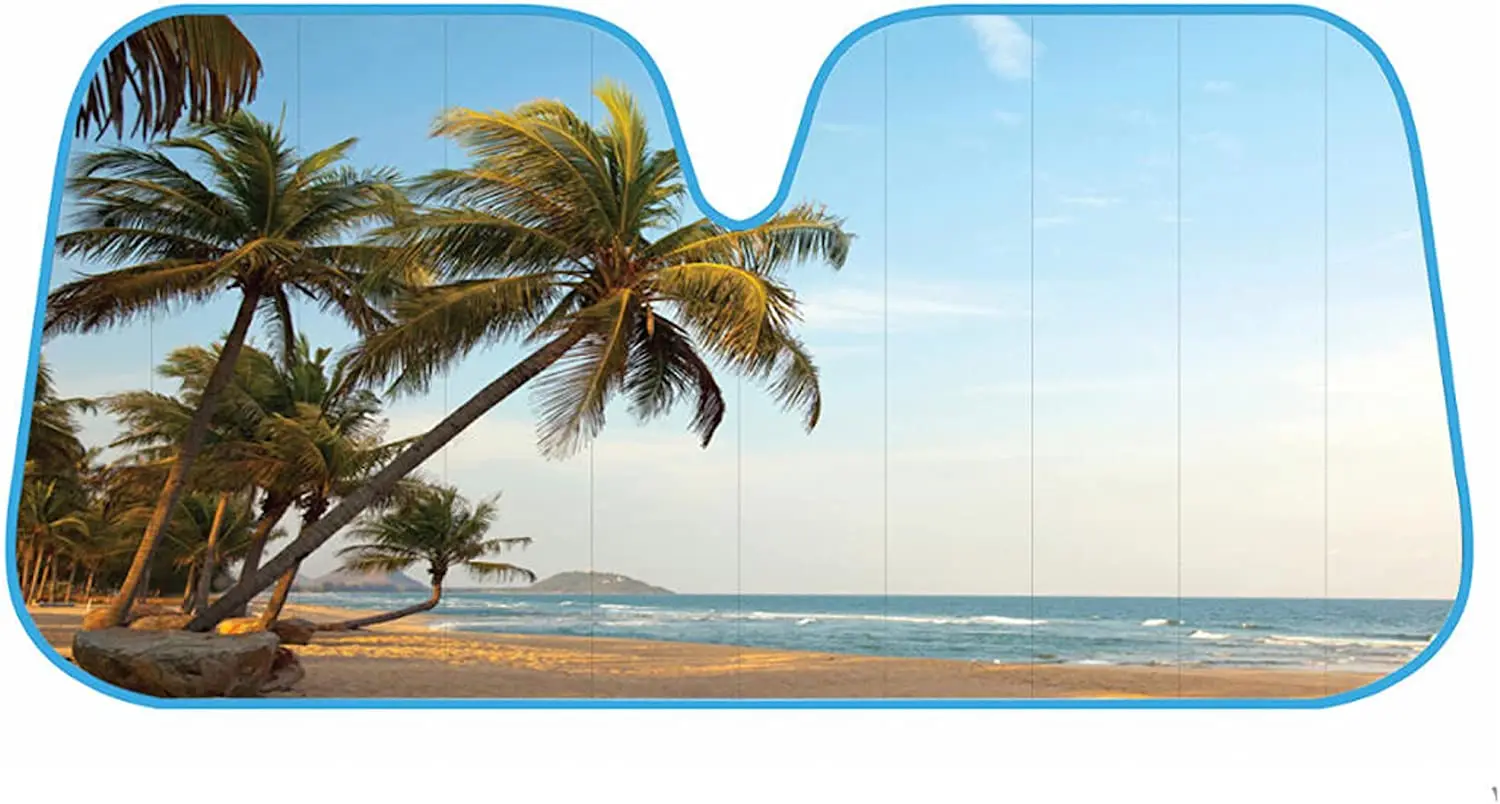 

BDK пальмовое дерево тропический остров закат переднее ветровое стекло солнцезащитный тент-аккордеон Складной автомобильный солнцезащитный козырек для автомобиля грузовика SUV-блоки UV
