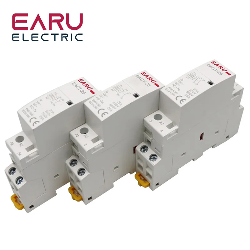 2P 16A 20A 25A  1NO 1NC 2NO 2NC AC 220V 230V 50/60Hz Din Rail Mounted Household Modular AC Contactor for Smart Home House Hotel