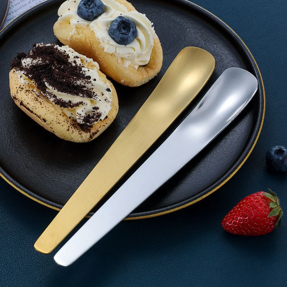 

2 Pcs Coffee Spoon Household Pudding Dessert Multi-function Tea Scoop Stainless Steel Spoons Home Accessory Small