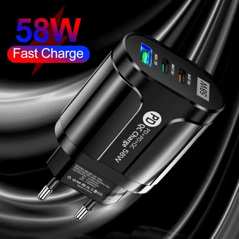 

Portable Wall Adapter Quick Charge 3.0 Pd Charger 2pdqc3.0usb Support Type C Pd Fast Charging Phone Accessories Phone Adapter