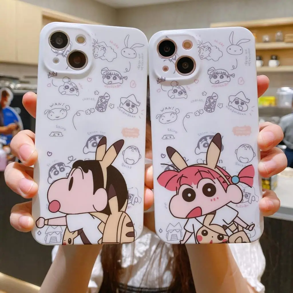 

BANDAI Cartoon Boy Girl Crayon Shin-chan phone case for IPhone 11 7 8P X XR XS XS MAX 11 12pro 13 pro max 13 promax 2022 cover