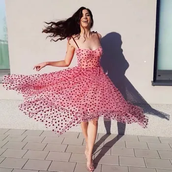 Sexy Bra Sling Party Dress Women Runway Heart Pattern Embroidery Shinny Sequined Dresses Female Bow Spaghetti Strap Mesh Dress 1