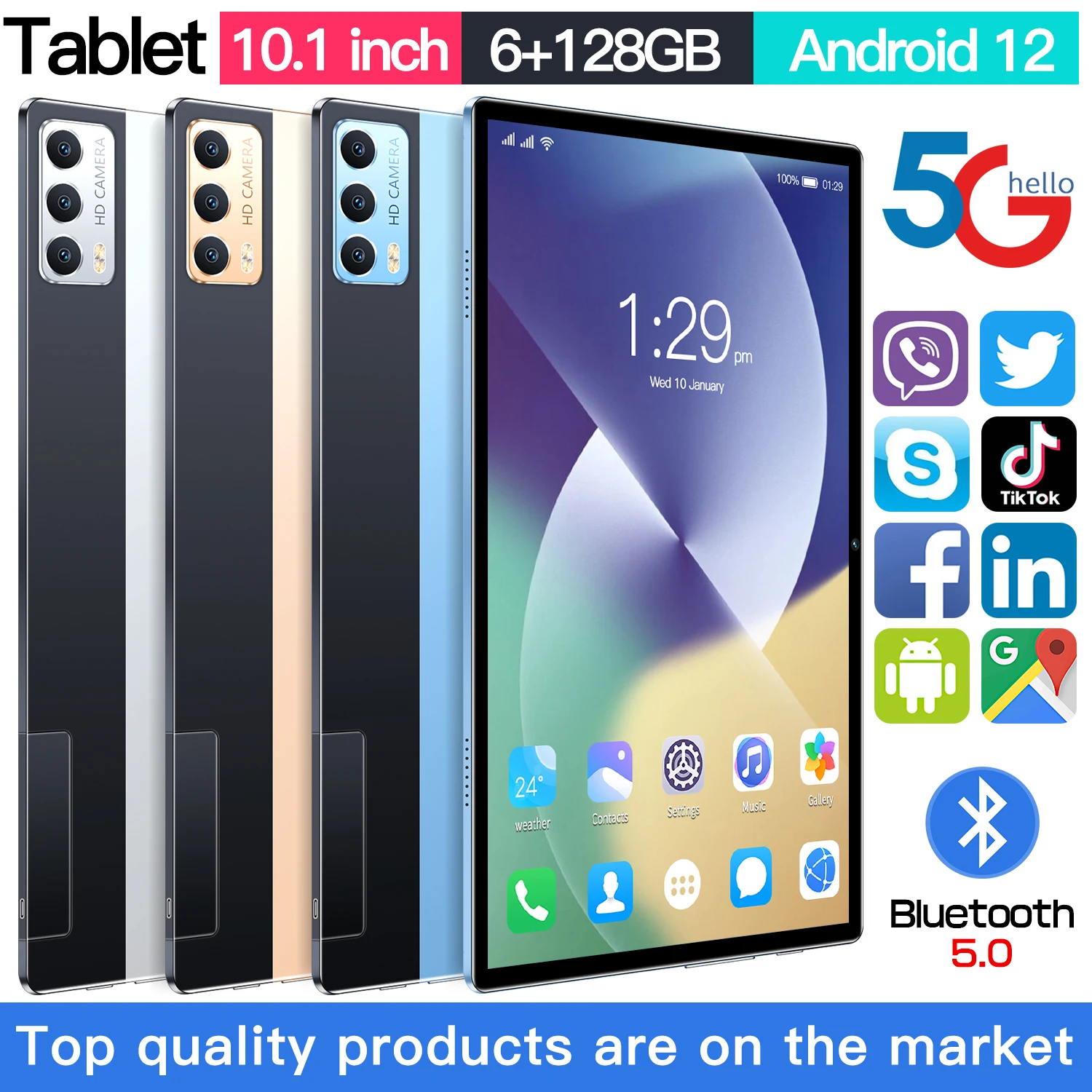 

Tab 13 Tablet Pad 10.1'' FHD+ Display 6GB 128GB MTK Helio G85 Ten Core PC Mode 8000mAh 13MP Camera Android 12