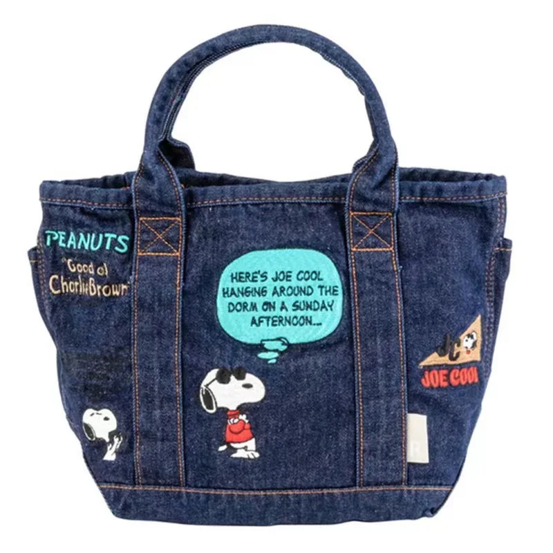 

Kawaii Anime Snoopy Charlie Brown Plush Bag Cartoon Cute Embroidery Large Capacity Casual Versatile Denim Handbag Storage Bag