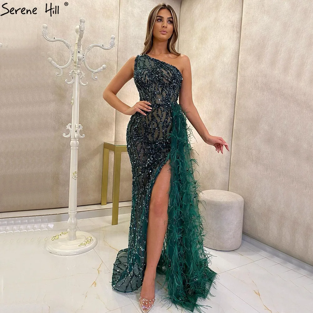 

2023 New Green Sequin Fairy Sexy Sleeveless Oblique Collar Fashion Slim Fit Open Hairpin Elegant Long Evening Dress High Grade