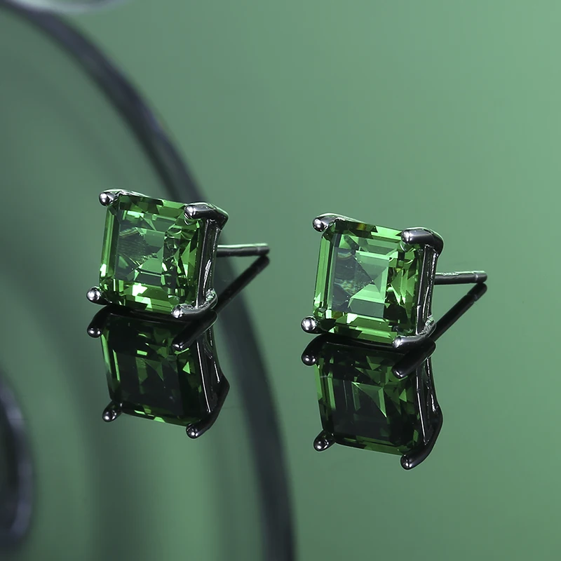

Green Elegant Vintage Simulation Emerald Stud Earrings For Women S925 Sterling Silver Earring Green Zircon Party Jewelry Gift