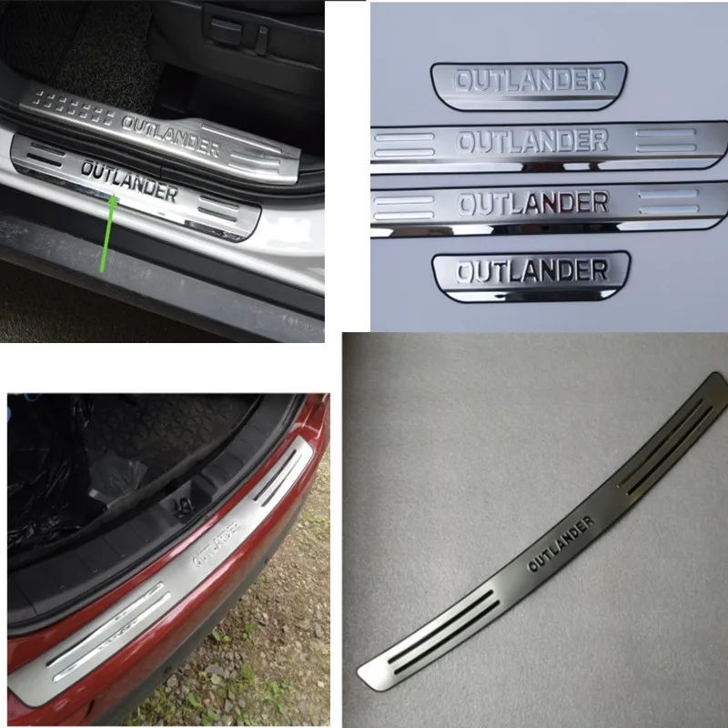 Protector de umbral de puerta de coche Mitsubishi Outlander, cubierta de umbral de Pedal de desgaste, accesorios de acero inoxidable, 1-5 unidades, 2013-2020