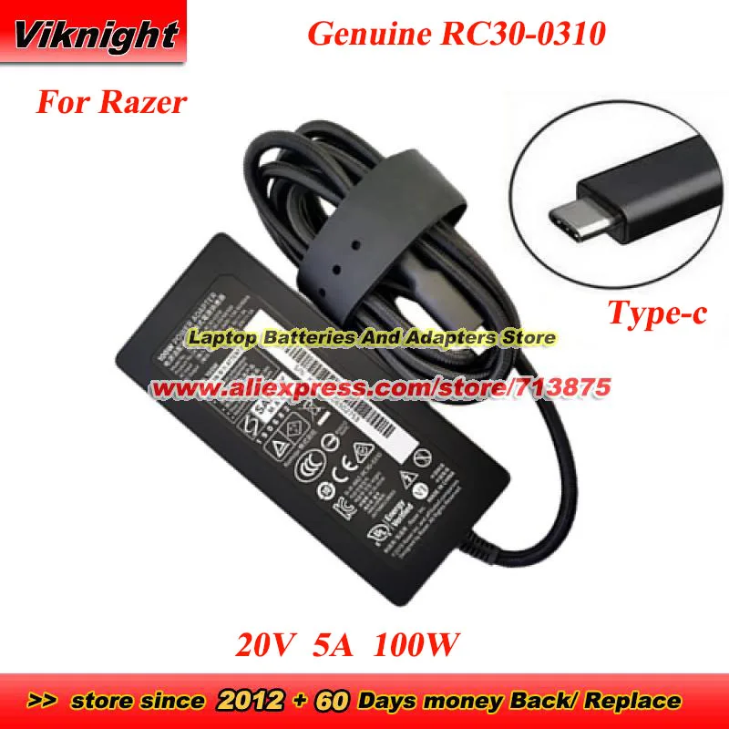 Подлинный RC30-0310 адаптер переменного тока 20V 5A 10W USB Type C RC30-03100100 для Razer 2020 BLADE STEALTH 13