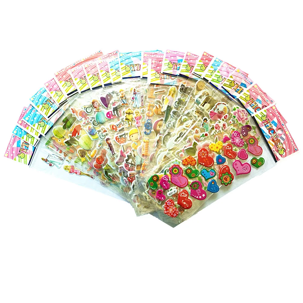 

New Random Mixed Bubble Stickers 20 Pieces/Batch 3D Cartoon Mini Bubble Stickers Kids Toy Decorative Stickers