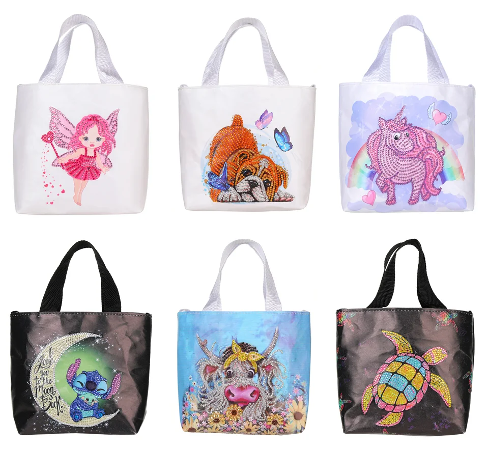 

DIY Diamond Painting Children Kids Tote Bag Handbag Reusable Shulder Shopping Bag Embroidery Storage Bag for Boy and Girl Gift