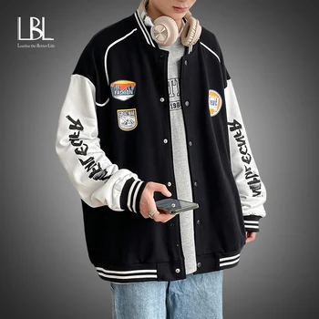 LBL 2023 Men Baseball Jackets Spring New Embroidered Letters Corduroy Loose Coat Tracksuit Harajuku Retro Uniform Men's Clothing 1