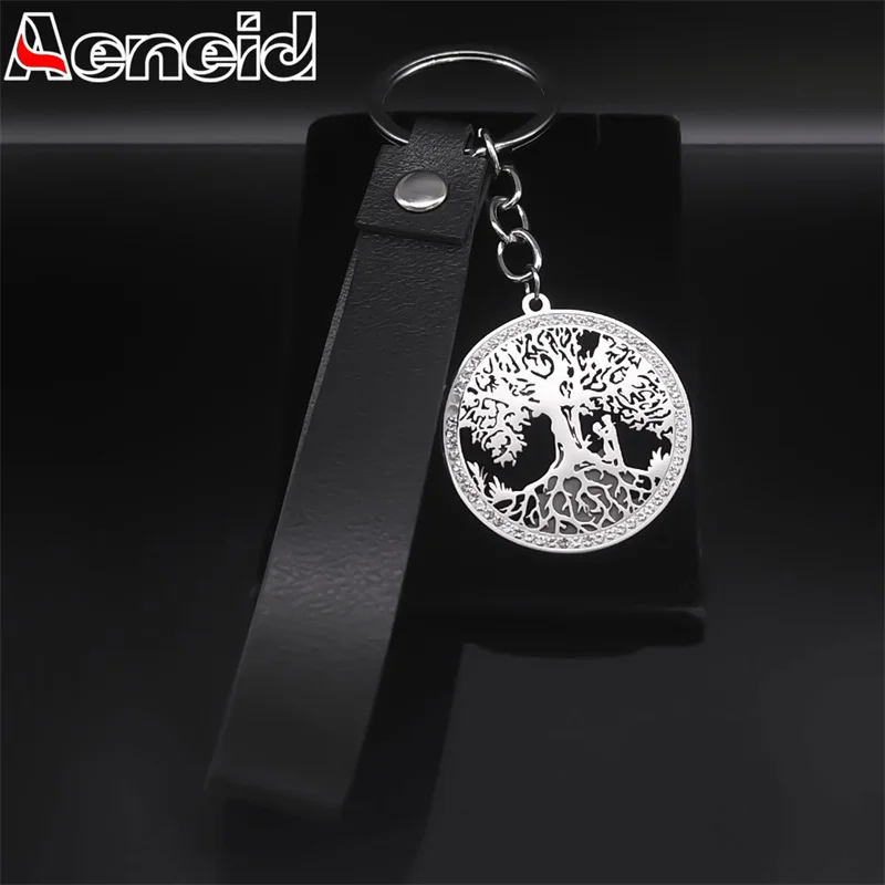 

Tree of Life Couple Alloy Key Ring Shinny Crystal Tree Keychain Women Men Stainless Steel Pendant Bag Accessories Jewelry K22