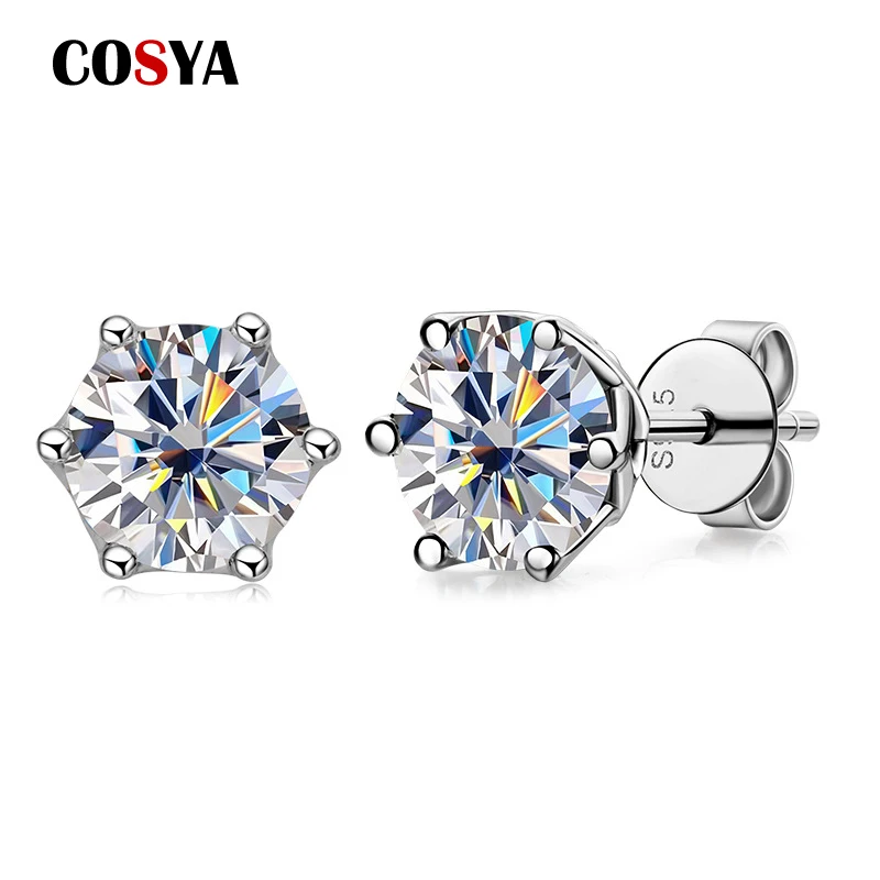 Серьги-гвоздики COSYA с муассанитом 0 5-1 карат из серебра 925 пробы роскошные модные