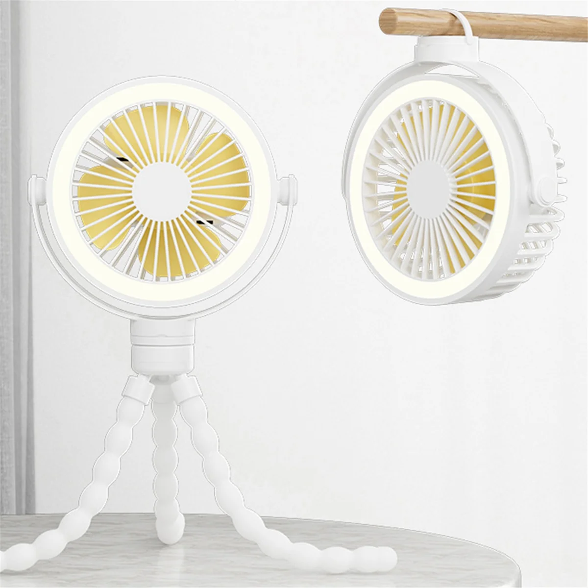 Розовый портативный перезаряжаемый вентилятор для детской коляски клипса