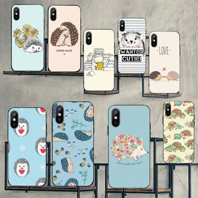

cute hedgehog hug Phone Case For iphone 11 13 12 14 x xs xr pro max mini plus boys girls cover
