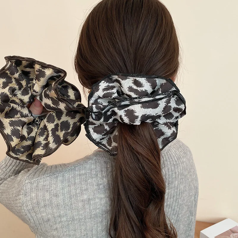 Двухслойная ткань в стиле ретро с леопардовым принтом большая резинка для волос