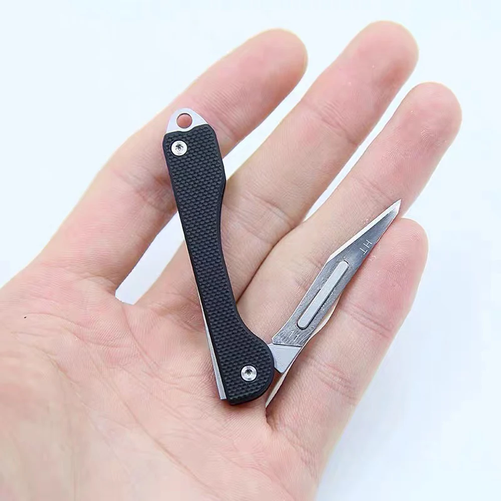 

Ручка G10, мини складной нож, острые 10 шт. лезвий, карманный резак для искусственной резьбы, профессиональный портативный резак