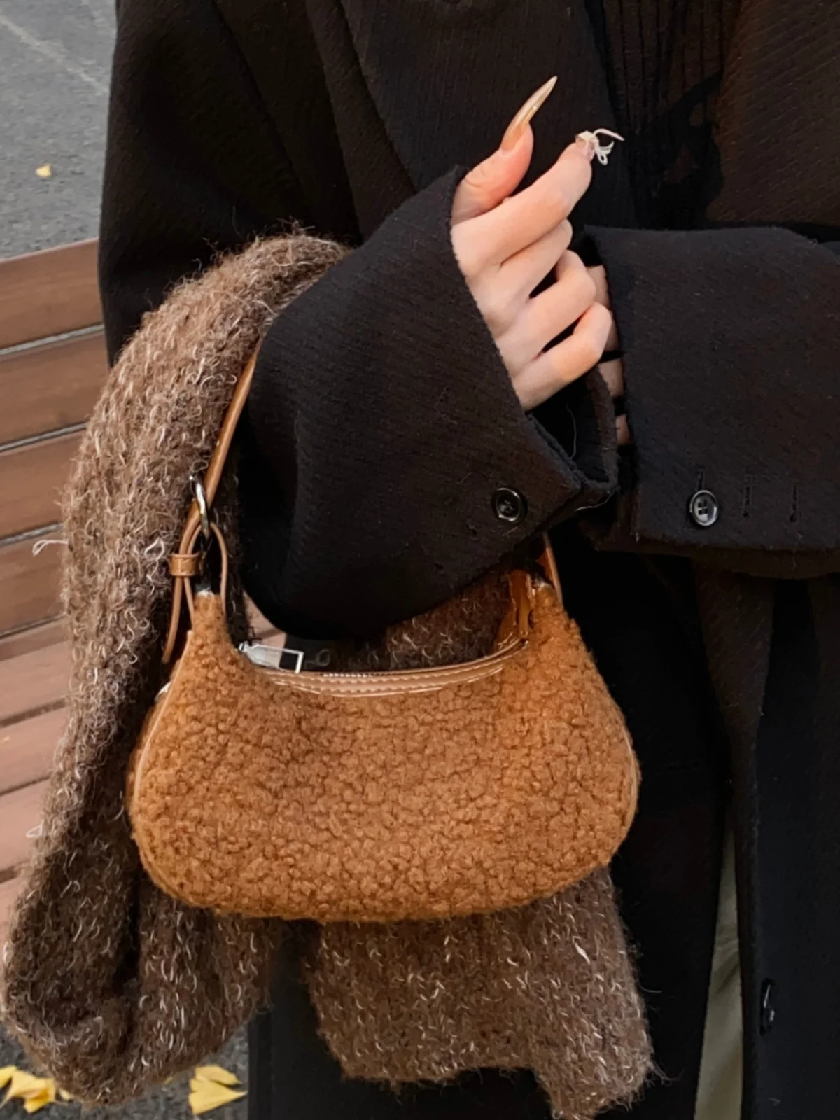 Корейская милая плюшевая сумка через плечо осень/зима новые женские однотонные