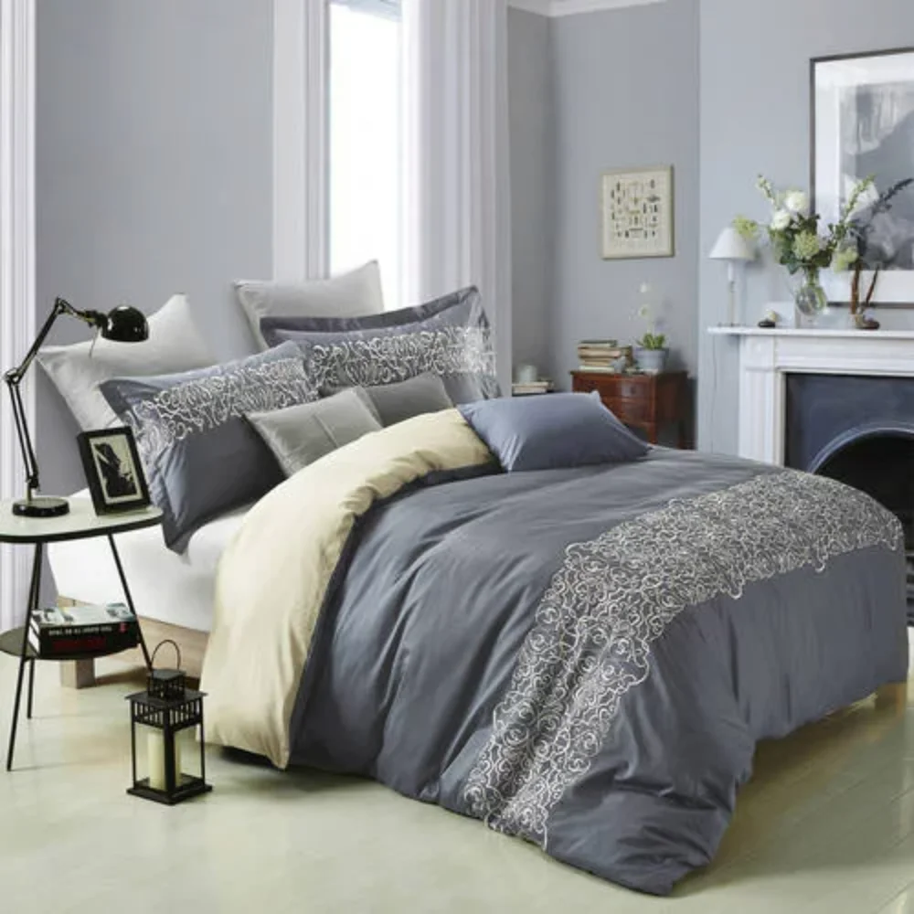 

Housse De Couette Embroidered Duvet Cover Set, King/ Cal King, White Duvet Cover Set Bedding Set Luxury
