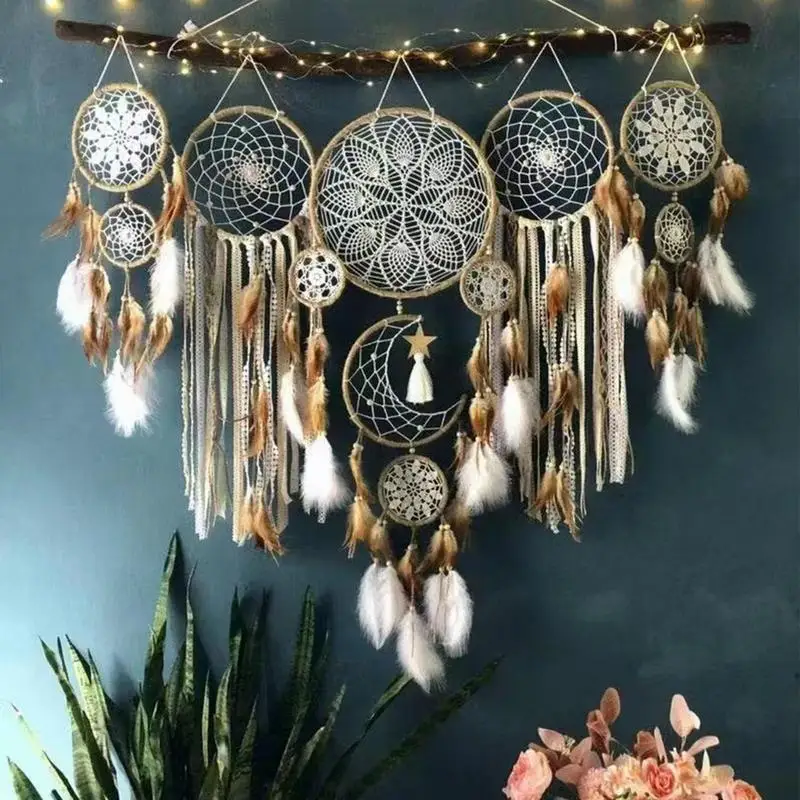 

Durable Dream Catcher Handcraft Dreamcatcher Ornament With Feather Nightmares Hanging Decoration Feather Wall Art For Home Decor
