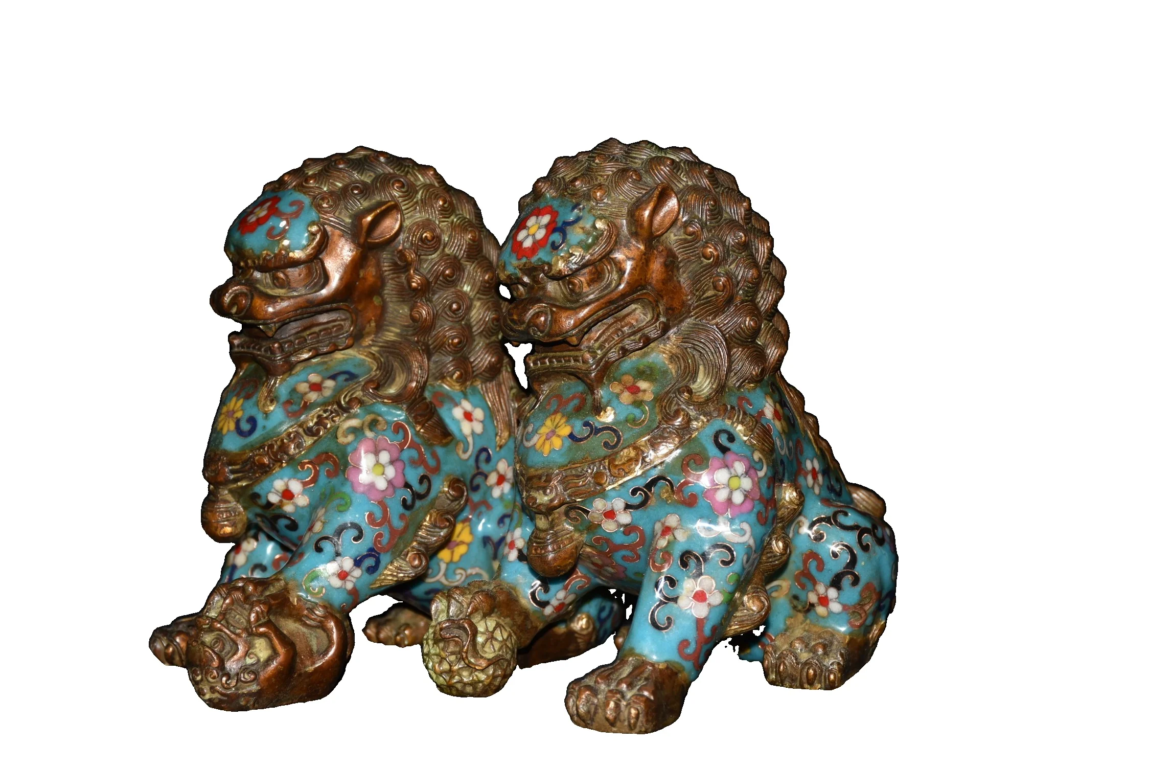 

LAOJUNLU Pure Copper Cloisonne Filigree Lion Hydrangea Ornament Chinese Traditional Style Antiques Fine Art Gifts Crafts