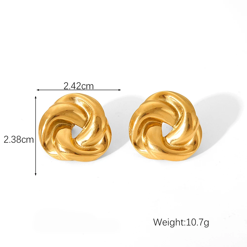 Гладкие металлические витые треугольные полые серьги-гвоздики из нержавеющей