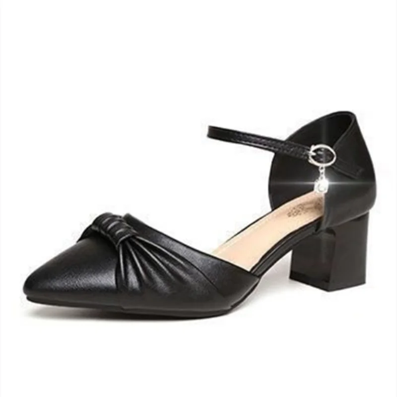 Zapatos de mujer женские модные черные туфли на высоком каблуке с пряжкой и ремешком для