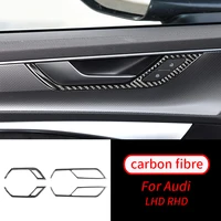 for audi a6l a7 2019 real carbon fiber car styling inner door handle bowl cover trim frame sticker car interior accessories
